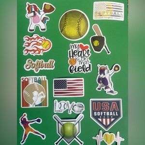 Lot of 15 girls softball stickers goody bag gifts